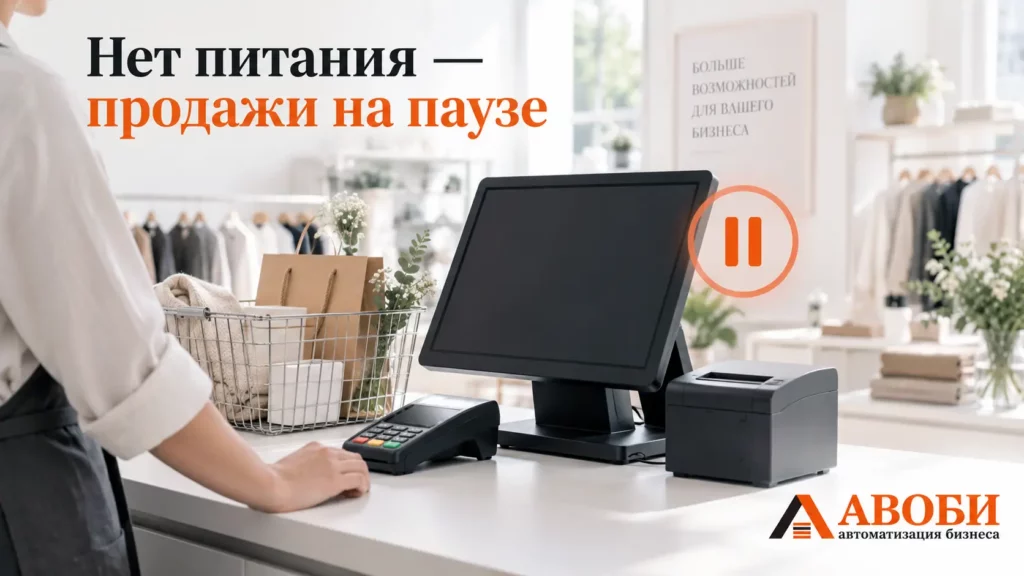 Остановка кассовой зоны магазина при отключении электричества