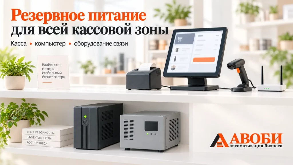 ИБП и стабилизатор для питания кассы, компьютера и оборудования связи